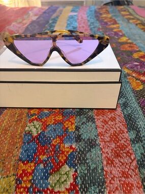 Karen Walker Tortoiseshell Sunglasses with Purple Lenses